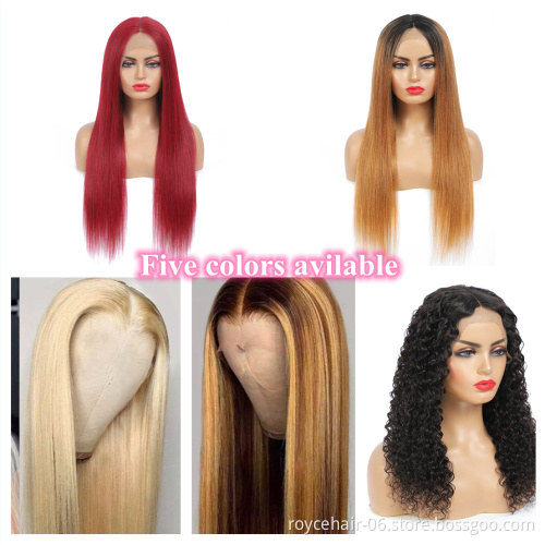 180 200 Density 100% Remy Virgin Colored T Shape Lace Front Wig,  Natural Light Ombre Brown Color Transparent Swiss Human Hair W